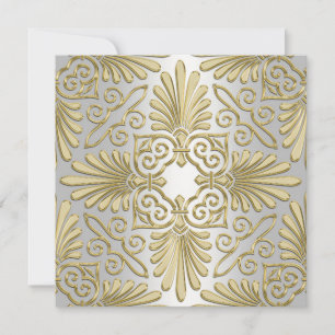 Invitation Mariage damassé Gold White Art Déco