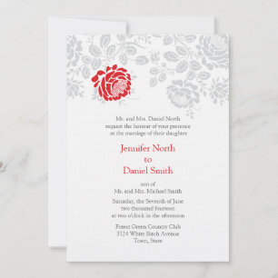 Invitation Mariage damassé Inviations Rouge Et Gris