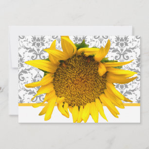Invitation Mariage damassé jaune et gris