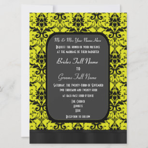 Invitation Mariage damassé jaune et noire