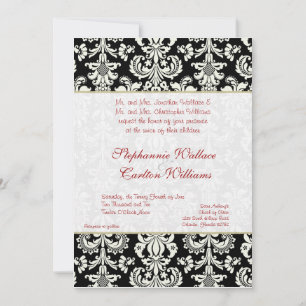 Invitation Mariage damassé noir/blanc
