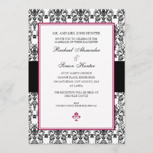 Invitation Mariage damassé noir et blanc