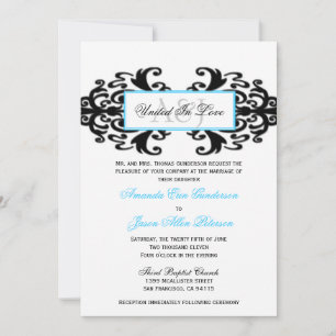 Invitation Mariage damassé ornemental monogrammé