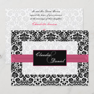 invitation mariage damassé rose