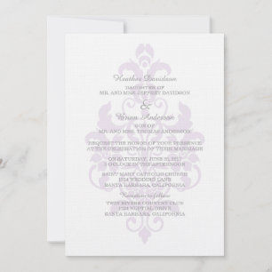 Invitation Mariage damassé subtil violet