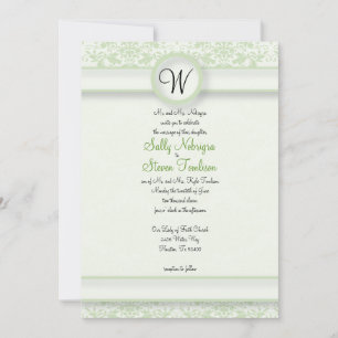 Invitation Mariage damassé verte