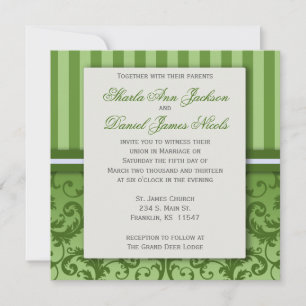 Invitation Mariage damassé Verte