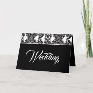 Invitation Mariage damassé victorienne baroque noir et blanc