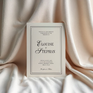 Invitation Mariage Damier Ivoire Argenté de Luxe Vintage
