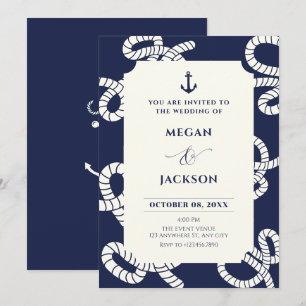Invitation Mariage d'ancre bleu marine