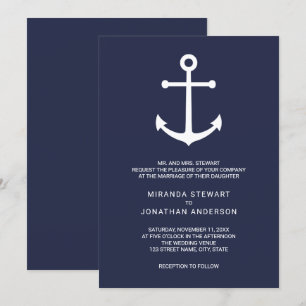 Invitation Mariage d'Ancre bleu marine moderne