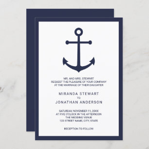Invitation Mariage d'Ancre bleu marine moderne