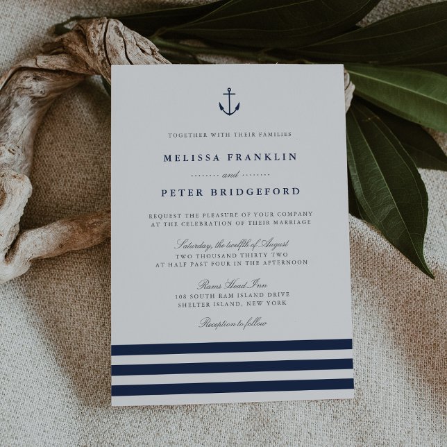 Invitation Mariage d'Ancre de la marine nautique et de la ban (Créateur téléchargé)