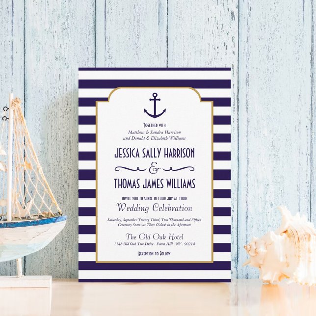 Invitation Mariage d'Ancre de la marine nautique et de la ban (Créateur téléchargé)