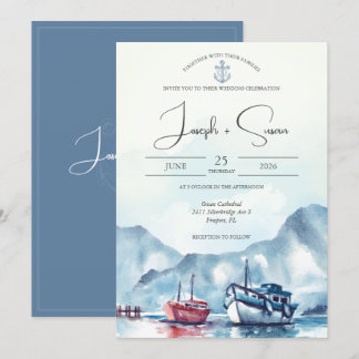 Invitation Mariage d'Ancre nautique du glacier de la montagne