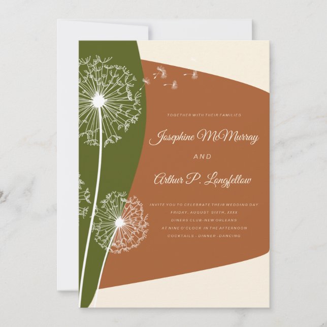 Invitation Mariage Dandelion moderne (Devant)