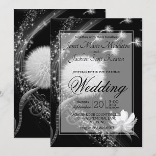 Invitation Mariage Dandelion noir et blanc