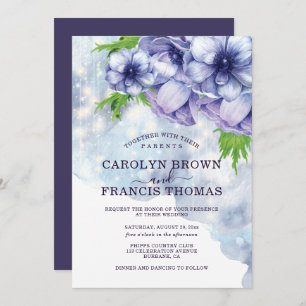 Invitation Mariage d'anémones florales violettes