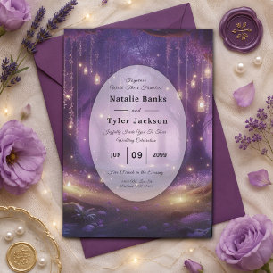 Invitation Mariage dans la forêt enchantée de Violet à minuit
