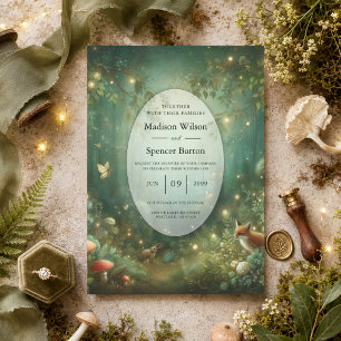 Invitation Mariage dans la Forêt Enchantée Vert Émeraude