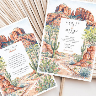 Invitation Mariage dans le désert aquarelle à Sedona, Arizona