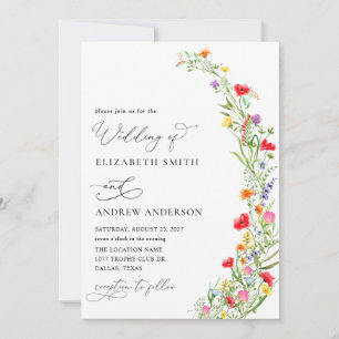 Invitation Mariage dans le jardin Fleur sauvage coloré