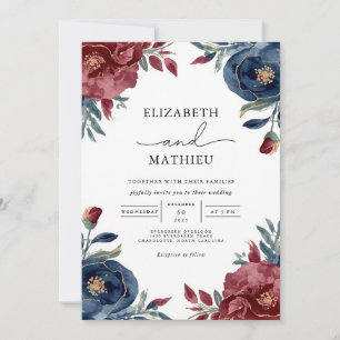 Invitation Mariage dans le jardin fleuri de la marine bourgui
