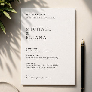 Invitation Mariage dans le style d'un rapport de laboratoire 