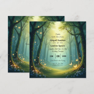 Invitation Mariage dans un bosquet ensoleillé enchanté d'été