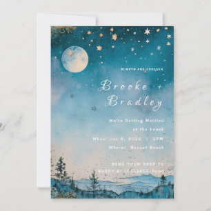 Invitation Mariage dans une forêt de montagne au clair de lun