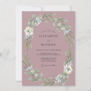 Invitation Mariage dans une prairie mauve apaisée