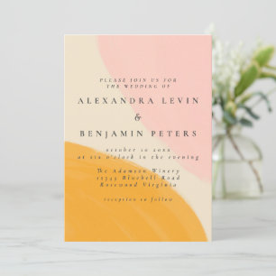Invitation Mariage d'aquarelle Abstraite rose et orange