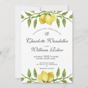 Invitation Mariage d'aquarelle aux citrons fleuris