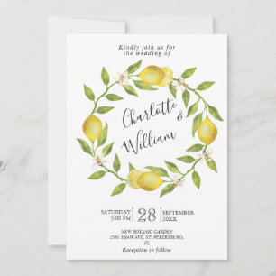 Invitation Mariage d'aquarelle aux citrons fleuris