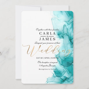 Invitation Mariage d'aquarelle bleu Airy moderne