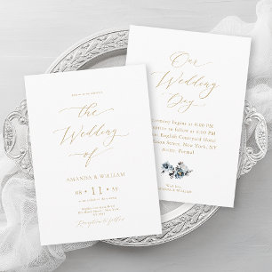 Invitation Mariage d'aquarelle bleu foncé