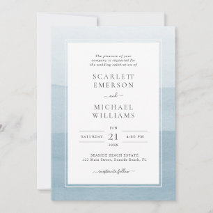 Invitation Mariage d'aquarelle bleu foncé moderne