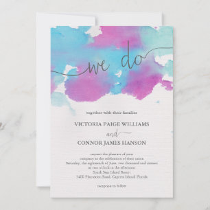 Invitation Mariage d'aquarelle bleu violet des rêves vifs