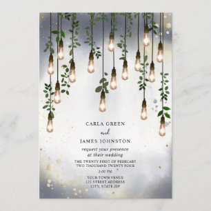 Invitation Mariage d'aquarelle botanique des ampoules Vintage