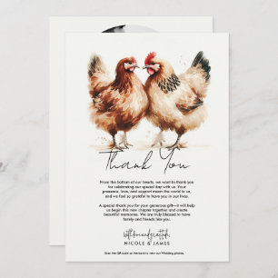 Invitation Mariage d'aquarelle Brown poulets Merci
