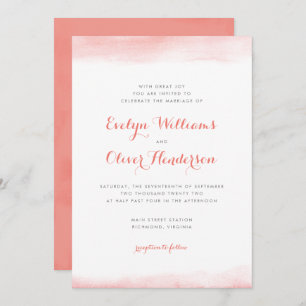 Invitation Mariage d'aquarelle corallienne