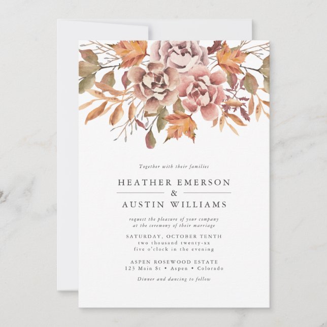 Invitation Mariage d'aquarelle d'automne (Devant)