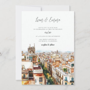 Invitation Mariage d'aquarelle de Barcelone