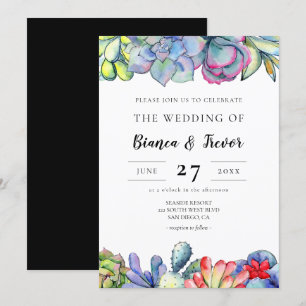 Invitation Mariage d'aquarelle de cactus succulent