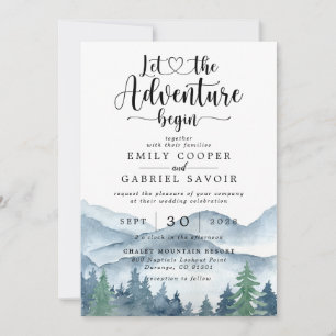 Invitation Mariage d'aquarelle de forêt rustique