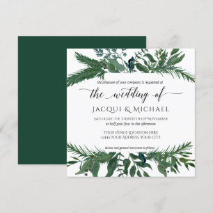 Invitation Mariage d'aquarelle de la couronne de feuillage fo