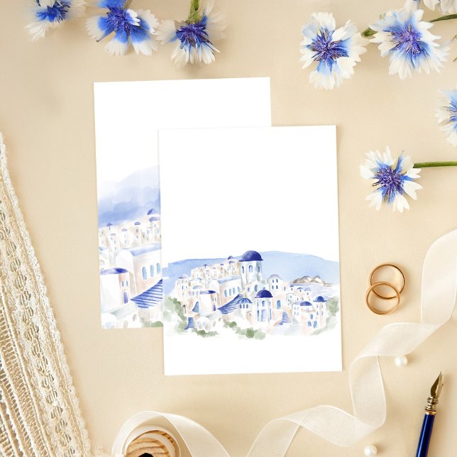 Invitation Mariage d'aquarelle de l'architecture de Santorin  (Santorini Greece Architecture Watercolor Wedding Invitation)