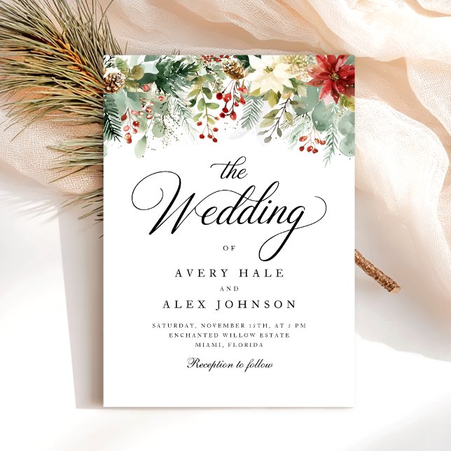Invitation Mariage d'aquarelle de Noël (Créateur téléchargé)