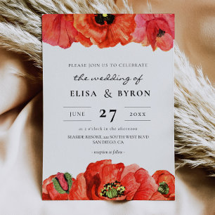 Invitation Mariage d'aquarelle de pavois rouges