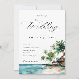 Invitation Mariage d'aquarelle de plage Tropical